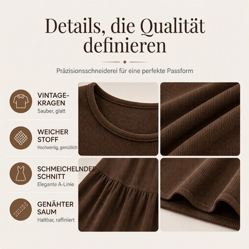🔔 Letzte 100 Stück – solange der Vorrat reicht! Langärmliges Vintage-Cordkleid für Damen