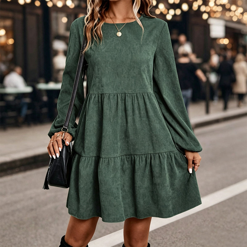 🔔 Letzte 100 Stück – solange der Vorrat reicht! Langärmliges Vintage-Cordkleid für Damen