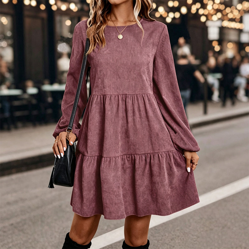 🔔 Letzte 100 Stück – solange der Vorrat reicht! Langärmliges Vintage-Cordkleid für Damen