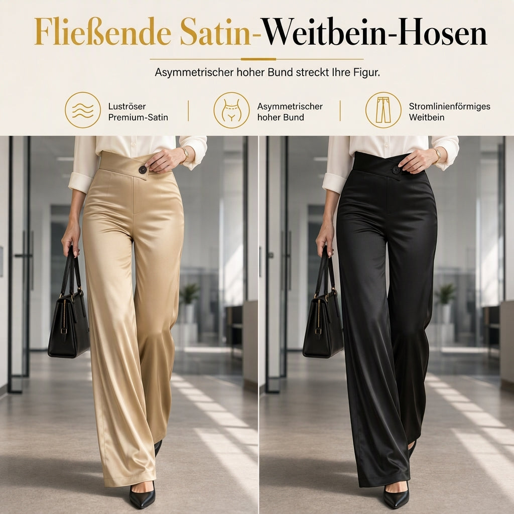 📢🎉50%Rabatt!!!🛍️✨Elegante hoch taillierte Satin-Weithosen mit asymmetrischer Taille