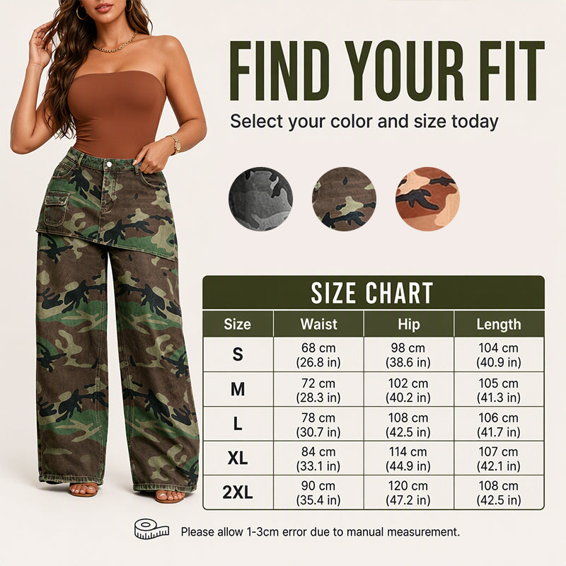 📈 Verkaufshit Nr. 1 – direkt 50%! Retro-Weitbeinjeans für Damen im Camouflage-Design