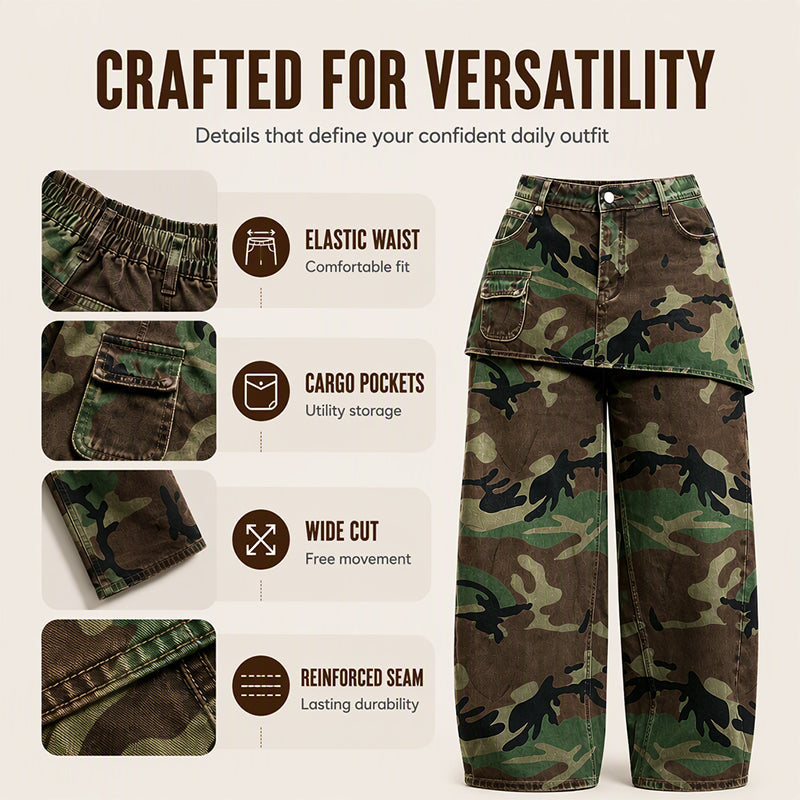 📈 Verkaufshit Nr. 1 – direkt 50%! Retro-Weitbeinjeans für Damen im Camouflage-Design