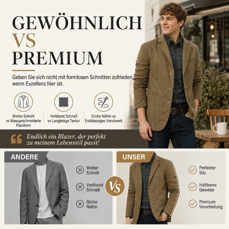 🔥Beliebtes Produkt ！✨Herren-Slim-Fit-Jacke mit Kerbkragen