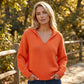 Damen-Strickpullover mit V-Ausschnitt und Reverskragen