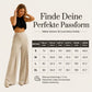 Damen-Lässige-High-Waist-Weitbeinhose