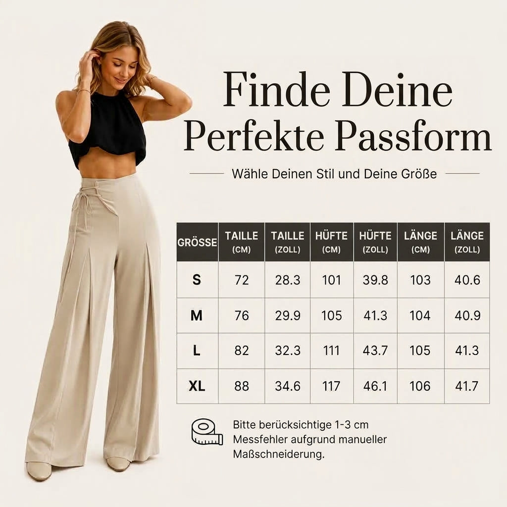 Damen-Lässige-High-Waist-Weitbeinhose