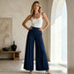 Damen-Lässige-High-Waist-Weitbeinhose