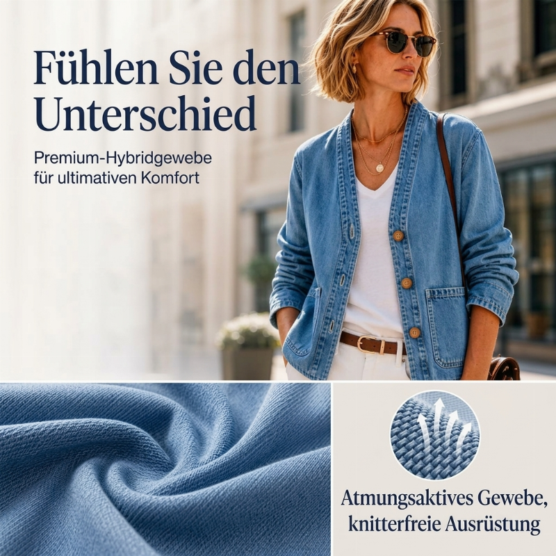 🚀 Neu eingetroffen – 50% Probierpreis! Legere Jeans-Strickjacke mit V-Ausschnitt für Damen
