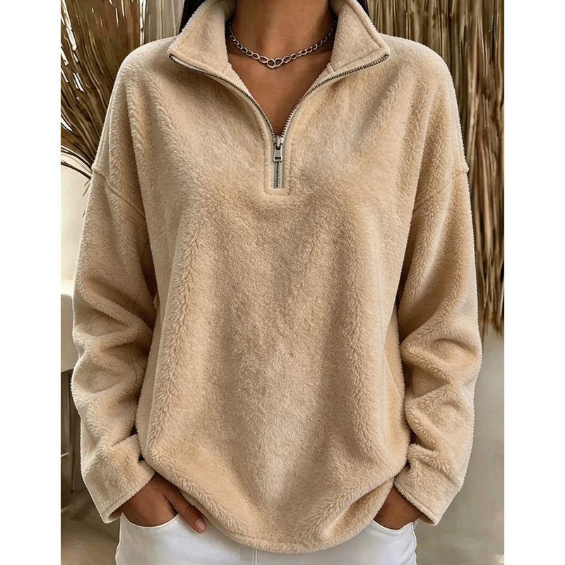 🔥Beliebtes Produkt ！✨Bequemes, gemütliches Quarter-Zip-Sweatshirt für Damen