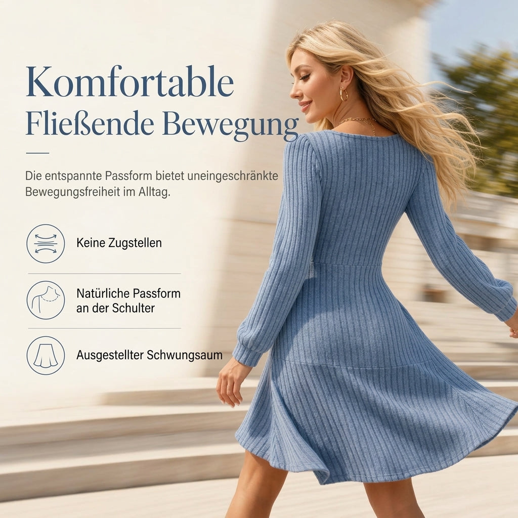 🗣️ 100.000 Leute schwärmen davon – probieren Sie es auch? Damen-Babydollkleid mit quadratischem Ausschnitt und Taschen