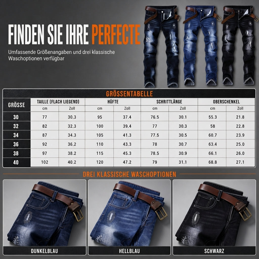 Herren Stretch Jeans, schmale Passform, mit Riss-Details