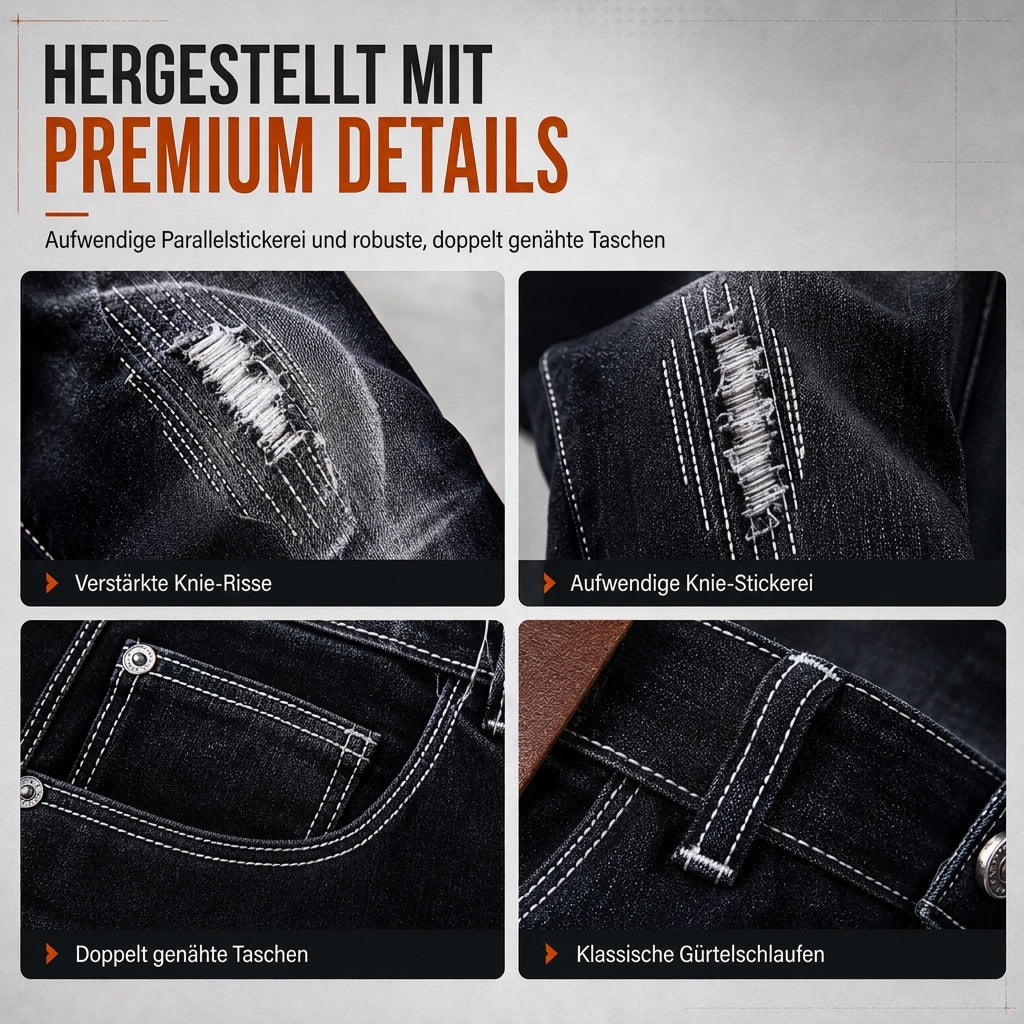 Herren Stretch Jeans, schmale Passform, mit Riss-Details