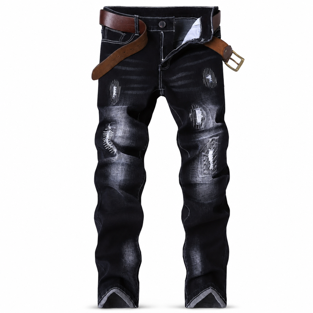 Herren Stretch Jeans, schmale Passform, mit Riss-Details