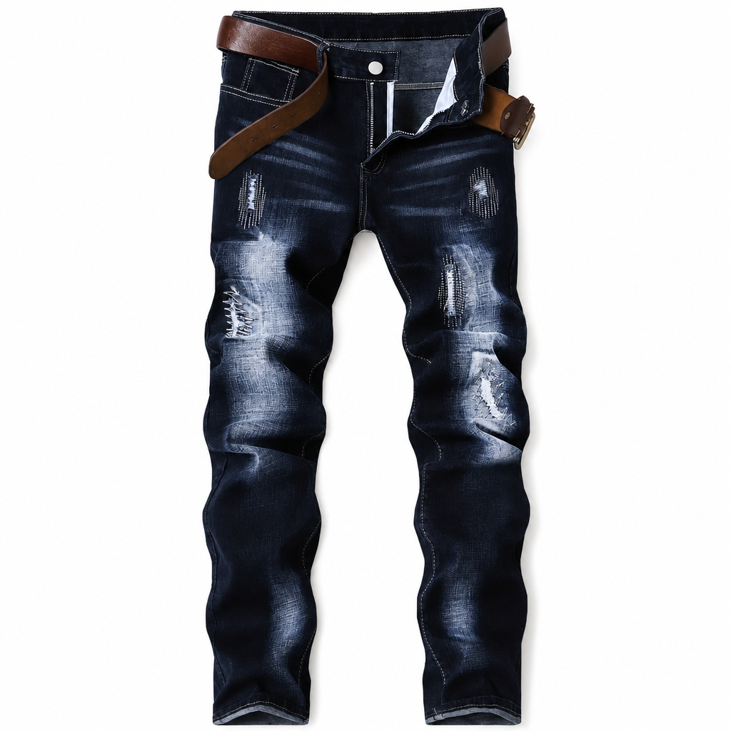 Herren Stretch Jeans, schmale Passform, mit Riss-Details