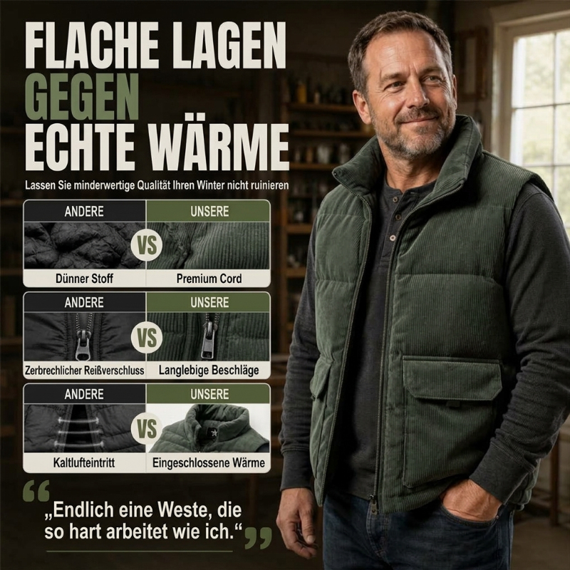 🍂 Warm & robust – Gesteppte Cordweste – Bequemer Schnitt, weicher Stoff & vielseitig kombinierbar