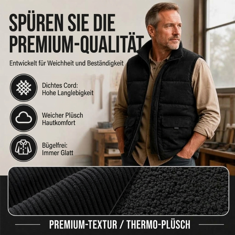 🍂 Warm & robust – Gesteppte Cordweste – Bequemer Schnitt, weicher Stoff & vielseitig kombinierbar