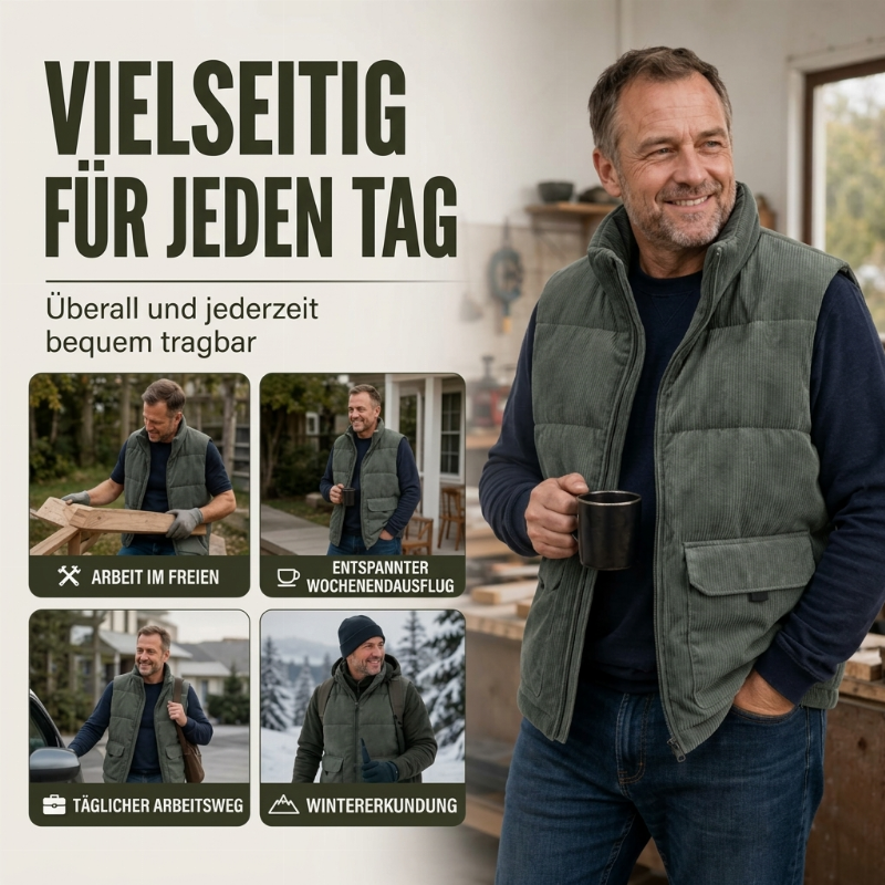 🍂 Warm & robust – Gesteppte Cordweste – Bequemer Schnitt, weicher Stoff & vielseitig kombinierbar
