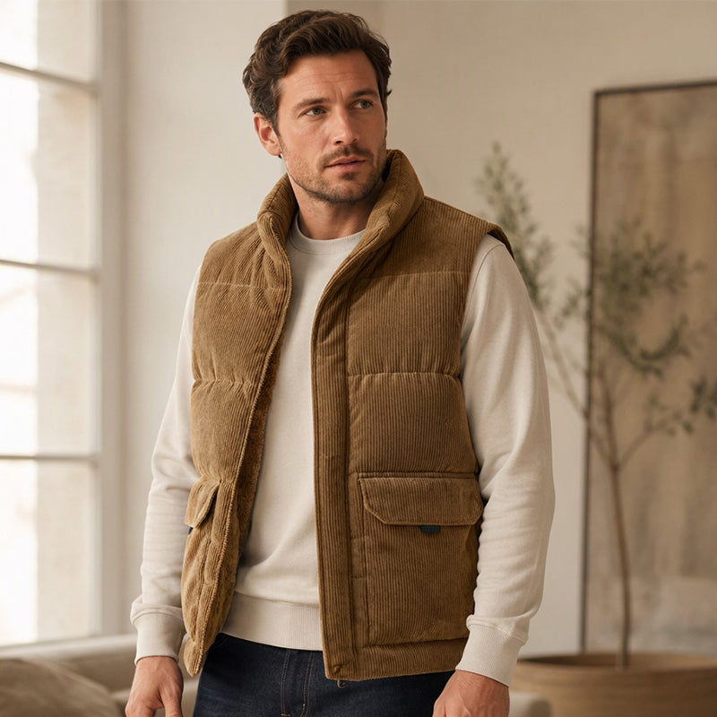 🍂 Warm & robust – Gesteppte Cordweste – Bequemer Schnitt, weicher Stoff & vielseitig kombinierbar