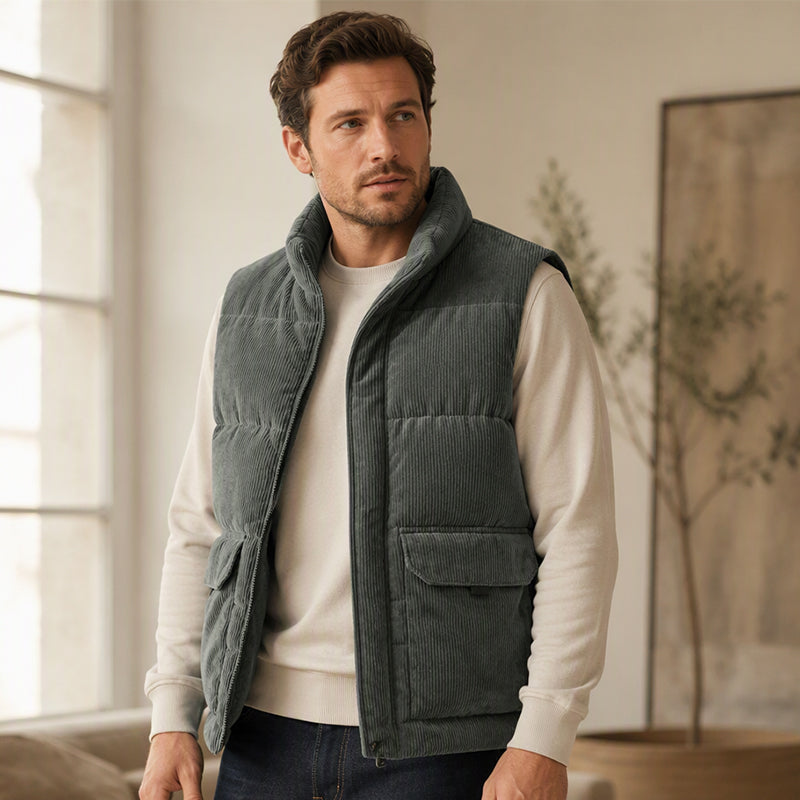 🍂 Warm & robust – Gesteppte Cordweste – Bequemer Schnitt, weicher Stoff & vielseitig kombinierbar
