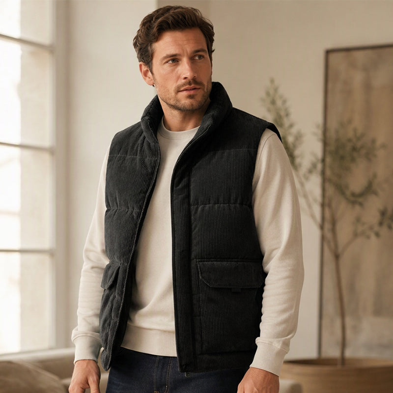 🍂 Warm & robust – Gesteppte Cordweste – Bequemer Schnitt, weicher Stoff & vielseitig kombinierbar