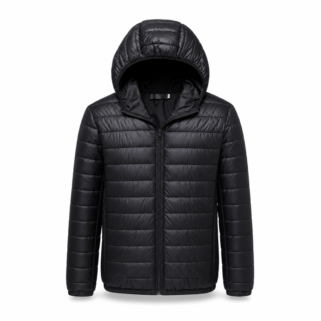 Leichte, gesteppte Herren-Baumwolljacke mit Kapuze, kurz geschnitten, casual, für den Winter, in großen Größen