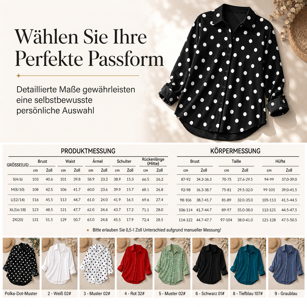 📢🎉50%Rabatt!!!🛍️✨Damen Elegante Freizeitbluse mit Langarm und Knopfleiste
