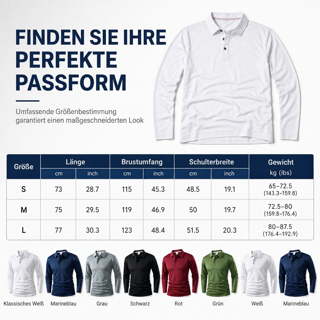 👔 Langärmliges Kragen-T-Shirt für Herren – Klassisch, bequem & immer passend