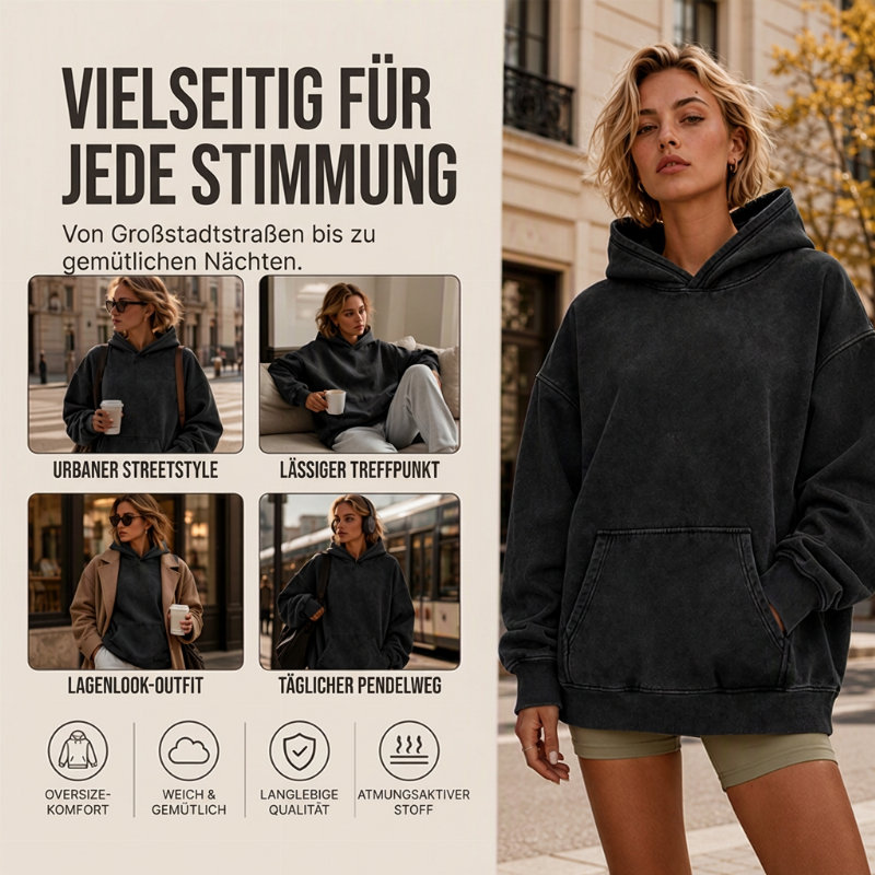✨ Neu eingetroffen✨Unisex Casual Oversized Hoodie mit Acid-Wash-Effekt