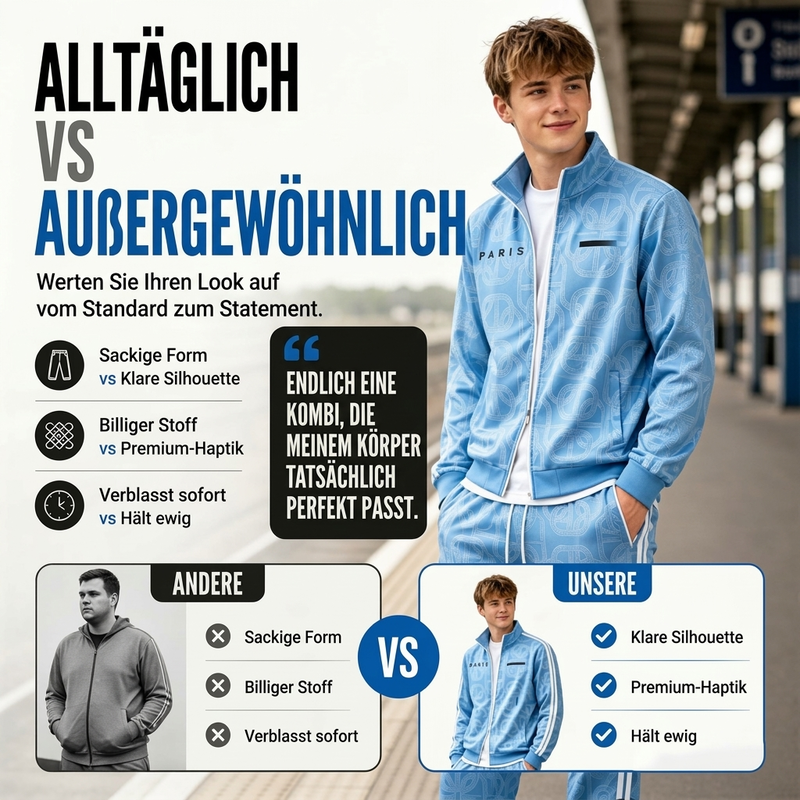 📢🎉50%Rabatt!!!🛍️✨Herren-Set mit geometrischem Muster, Jacke mit durchgehendem Reißverschluss und Hose