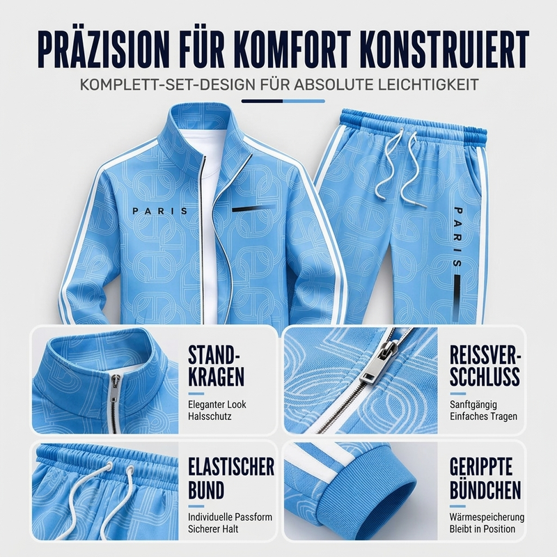📢🎉50%Rabatt!!!🛍️✨Herren-Set mit geometrischem Muster, Jacke mit durchgehendem Reißverschluss und Hose