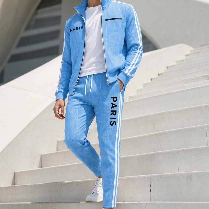 📢🎉50%Rabatt!!!🛍️✨Herren-Set mit geometrischem Muster, Jacke mit durchgehendem Reißverschluss und Hose