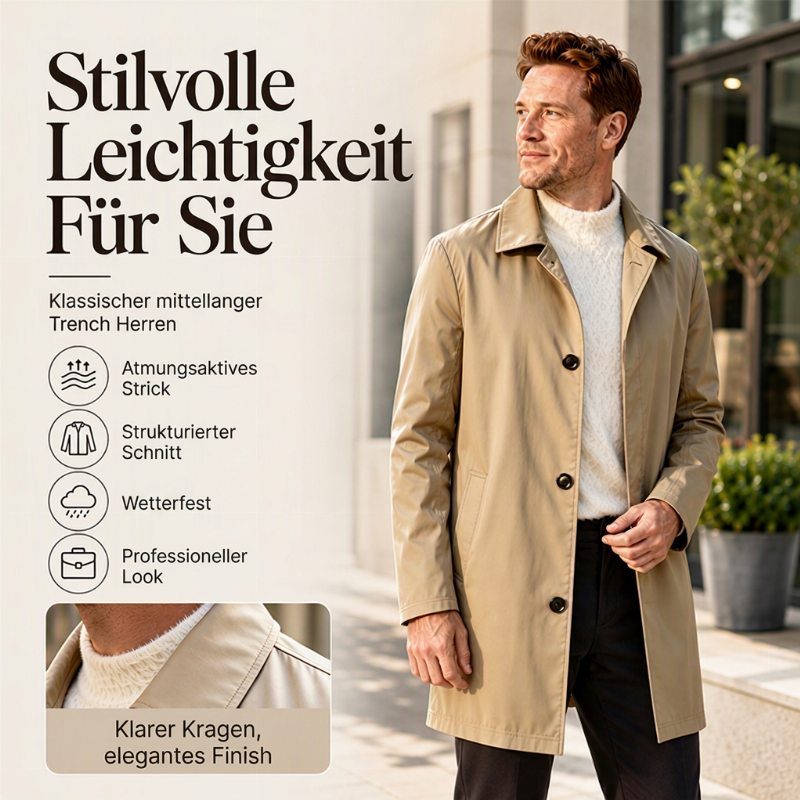 📢🎉50%Rabatt!!!🛍️✨Einfarbiges, einreihiges Mantel in mittlerer Länge für Herren