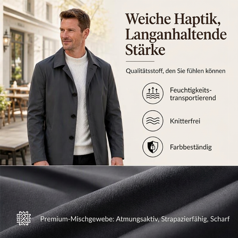 📢🎉50%Rabatt!!!🛍️✨Einfarbiges, einreihiges Mantel in mittlerer Länge für Herren