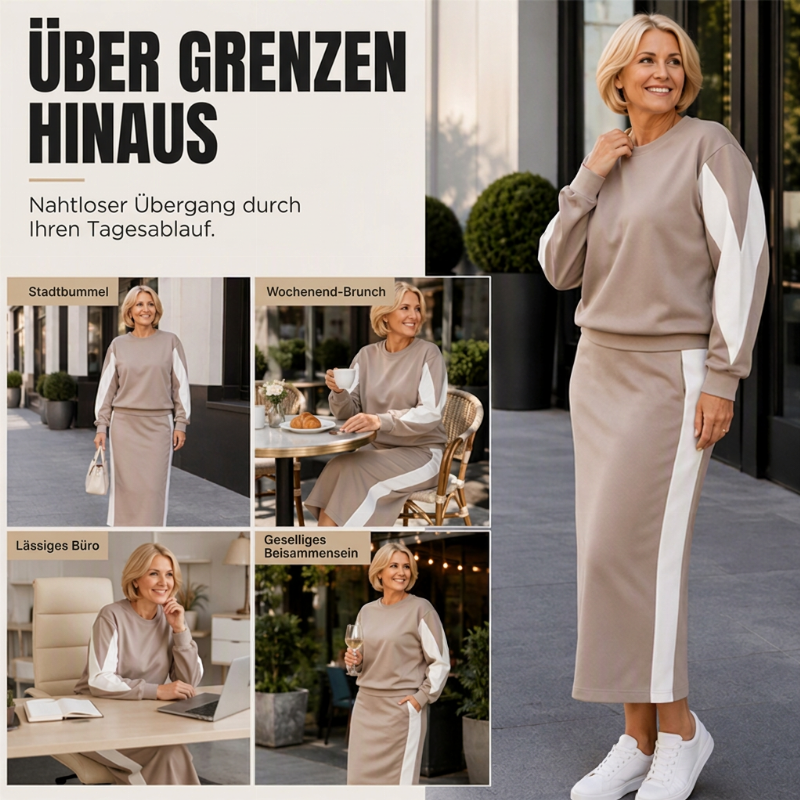 📢🎉50%Rabatt!!!🛍️✨Zweiteiliges Strickset für Damen: Sweatshirt und Midirock