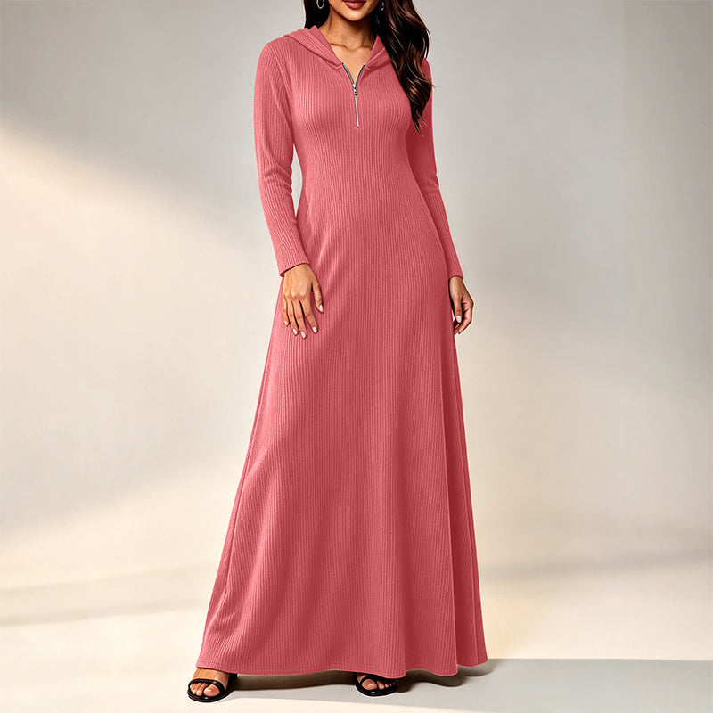 📢📢50%Rabatt!!!🎉✨Damen geripptes Kapuzen-Maxikleid