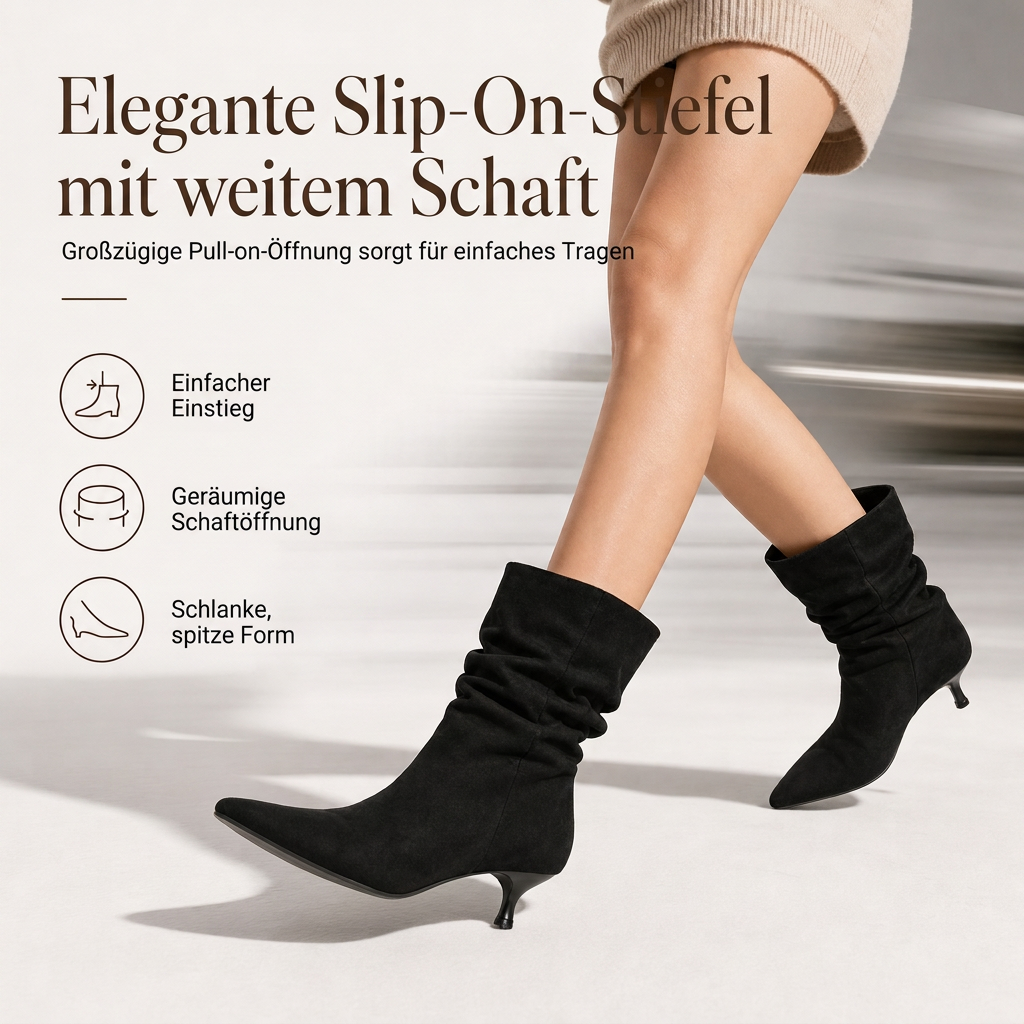 🔥Beliebtes Produkt ！✨Damen Stiefeletten mit spitzer Zehenpartie und Stiletto-Absatz