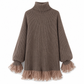 Oversized Strickkleid im Mock-Neck-Stil mit Rüschen-Tüllbesatz