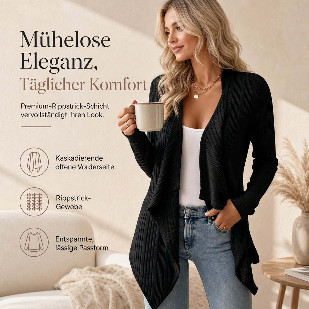 🍂 Lässig & feminin – Langärmeliger Strickcardigan – Weicher Stoff, lockerer Schnitt & vielseitig kombinierbar