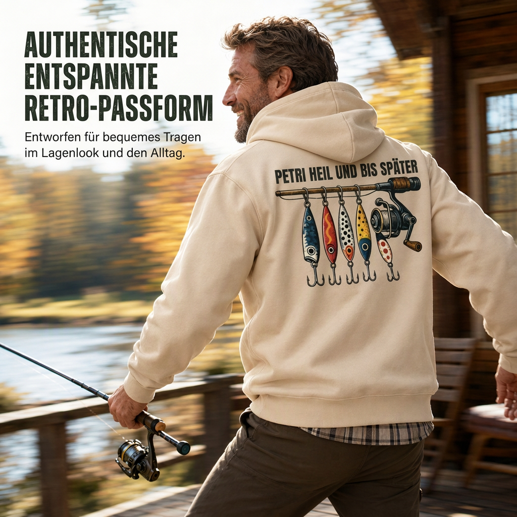 Retro Angel-Grafik Hoodie für Herren, lockere Passung, weiches Sweatshirt aus Baumwollmischung mit Fleece-Futter und Kängurutasche