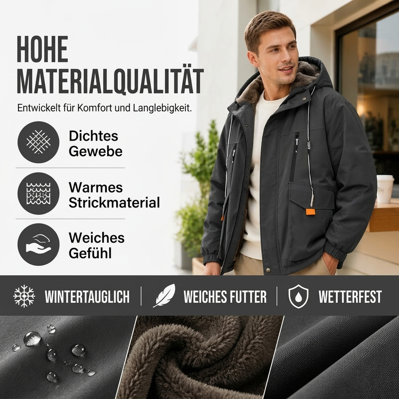 🔥 Nur heute 50 %! Herren Winterparka mit Kapuze & Plüschfutter – Kuschelig, warm & immer passend