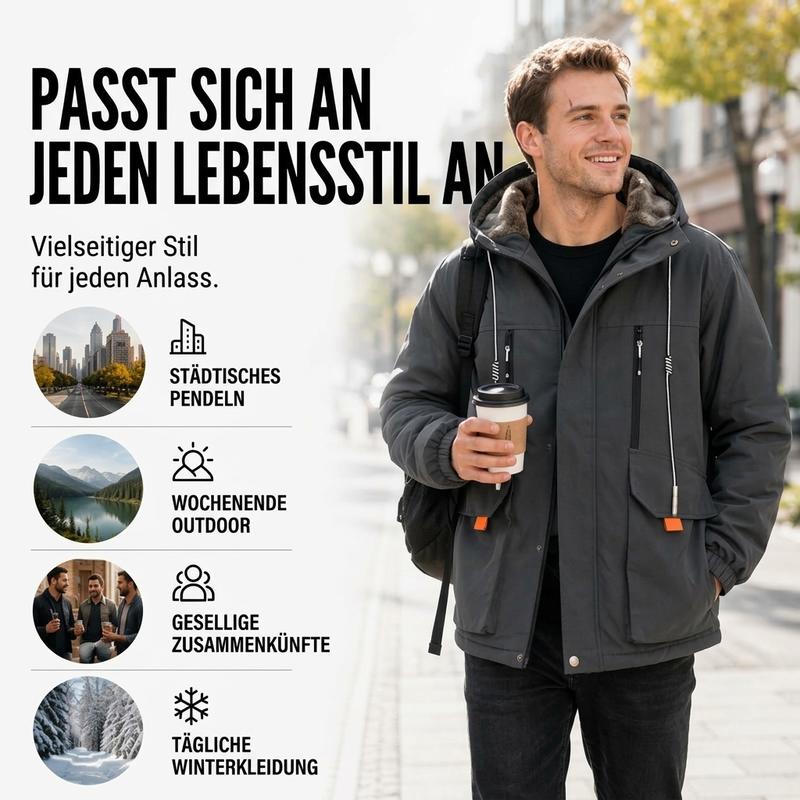 🔥 Nur heute 50 %! Herren Winterparka mit Kapuze & Plüschfutter – Kuschelig, warm & immer passend
