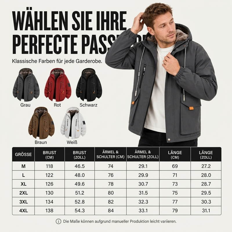 🔥 Nur heute 50 %! Herren Winterparka mit Kapuze & Plüschfutter – Kuschelig, warm & immer passend