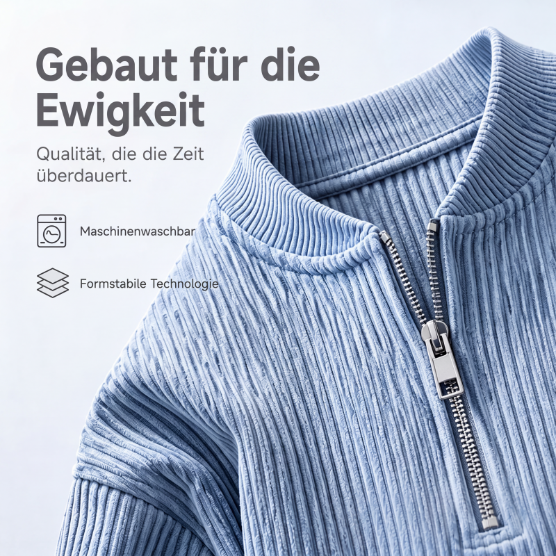 📢📢50%Rabatt!!!🎉✨Herren-Cord-Sweatshirt mit Viertelreißverschluss, lässiges Langarm-Oberteil mit Stehkragen