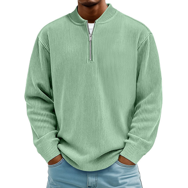 📢📢50%Rabatt!!!🎉✨Herren-Cord-Sweatshirt mit Viertelreißverschluss, lässiges Langarm-Oberteil mit Stehkragen