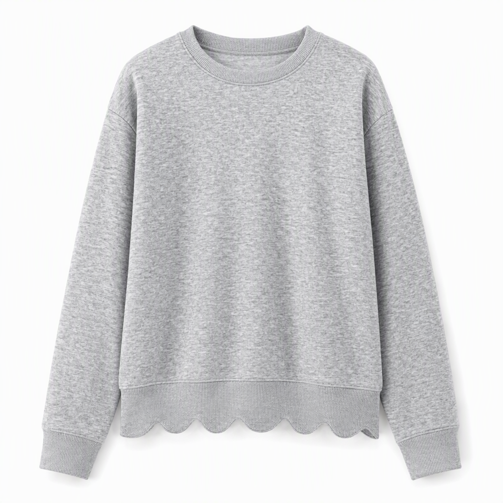 📢📢50%Rabatt!!!🎉✨Damen Sweatshirt mit Muschels-cut Saum und Rundhals
