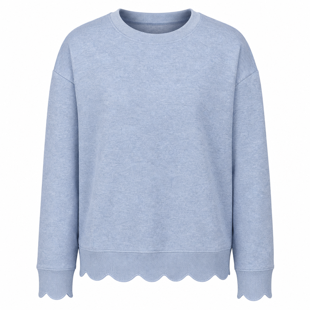 📢📢50%Rabatt!!!🎉✨Damen Sweatshirt mit Muschels-cut Saum und Rundhals