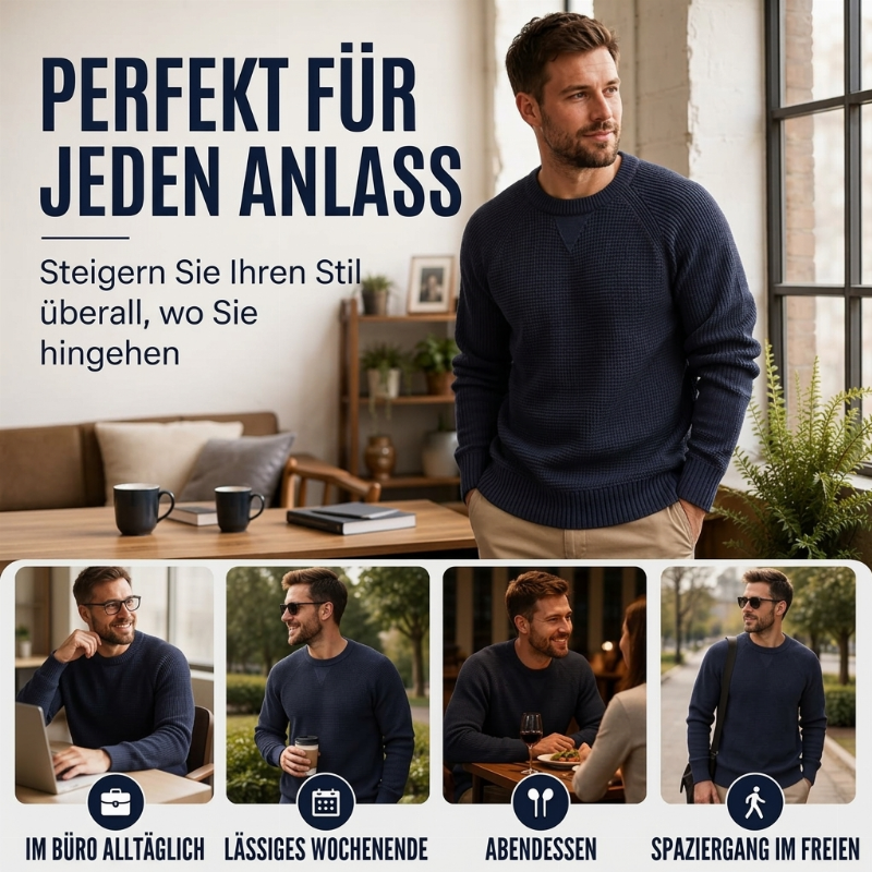 📢🎉50%Rabatt!!!🛍️🧶 Klassisches Rundhalspullover für Herren – Weich, bequem & immer passend