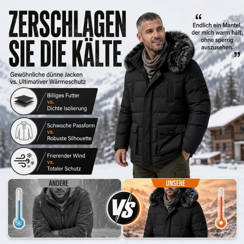 ✈ 50% Rabatt + Gratis Versand! ✈ Winddichte, warme mittellange Winterjacke für Herren
