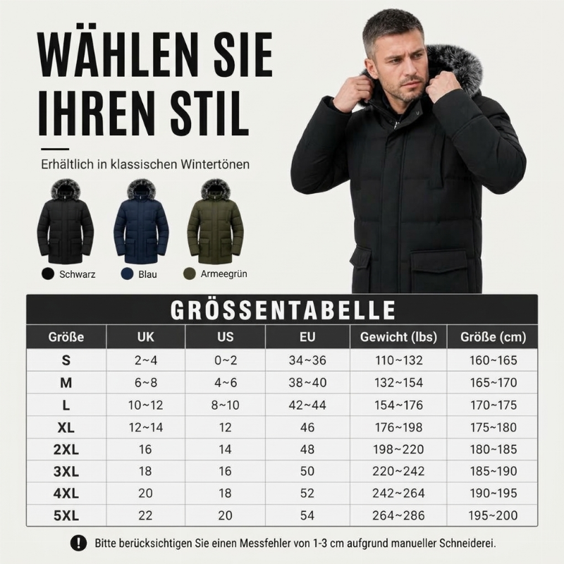 ✈ 50% Rabatt + Gratis Versand! ✈ Winddichte, warme mittellange Winterjacke für Herren