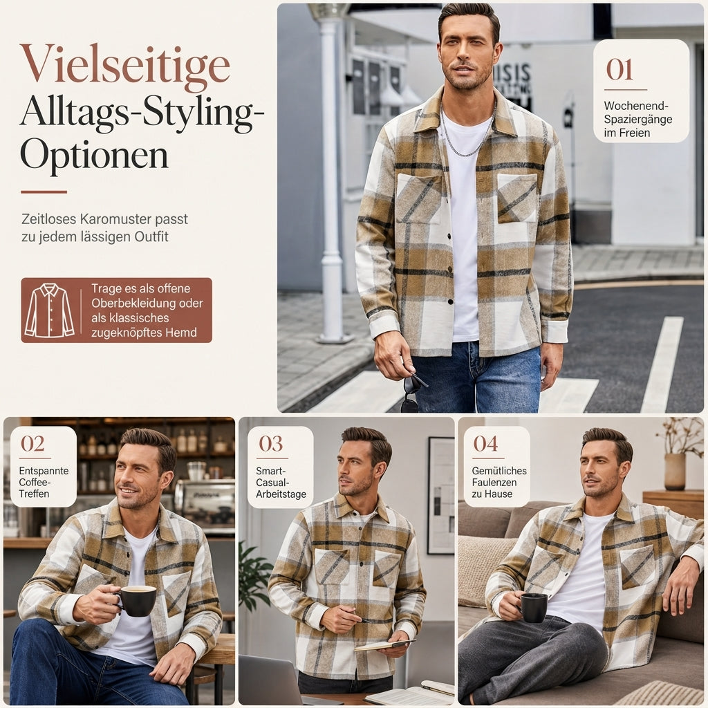 📢🎉50%Rabatt!!!🛍️✨Lässiges kariertes Flanellhemd für Herren